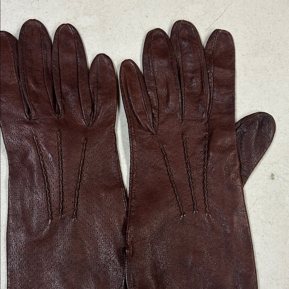 Source Unknown Rich Brown Leather Gloves